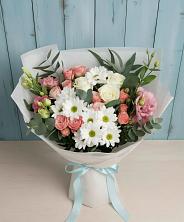 Букет цветов из:  Розы, Лизиантусы и Хризантемы в Кадошкино