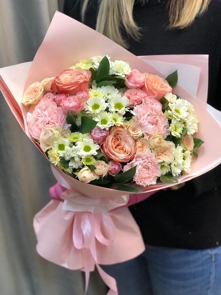 Букет цветов из: Гвоздики, Розы и Хризантемы в Кадошкино