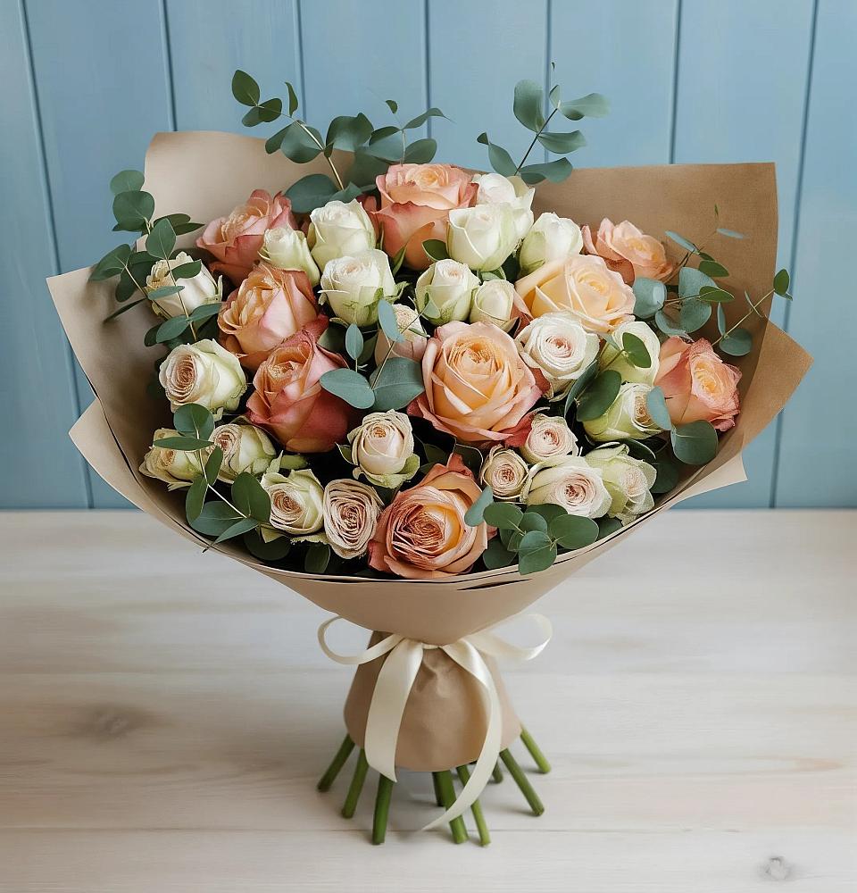 Букет цветов из: Альстромерии и Розы в Кадошкино
