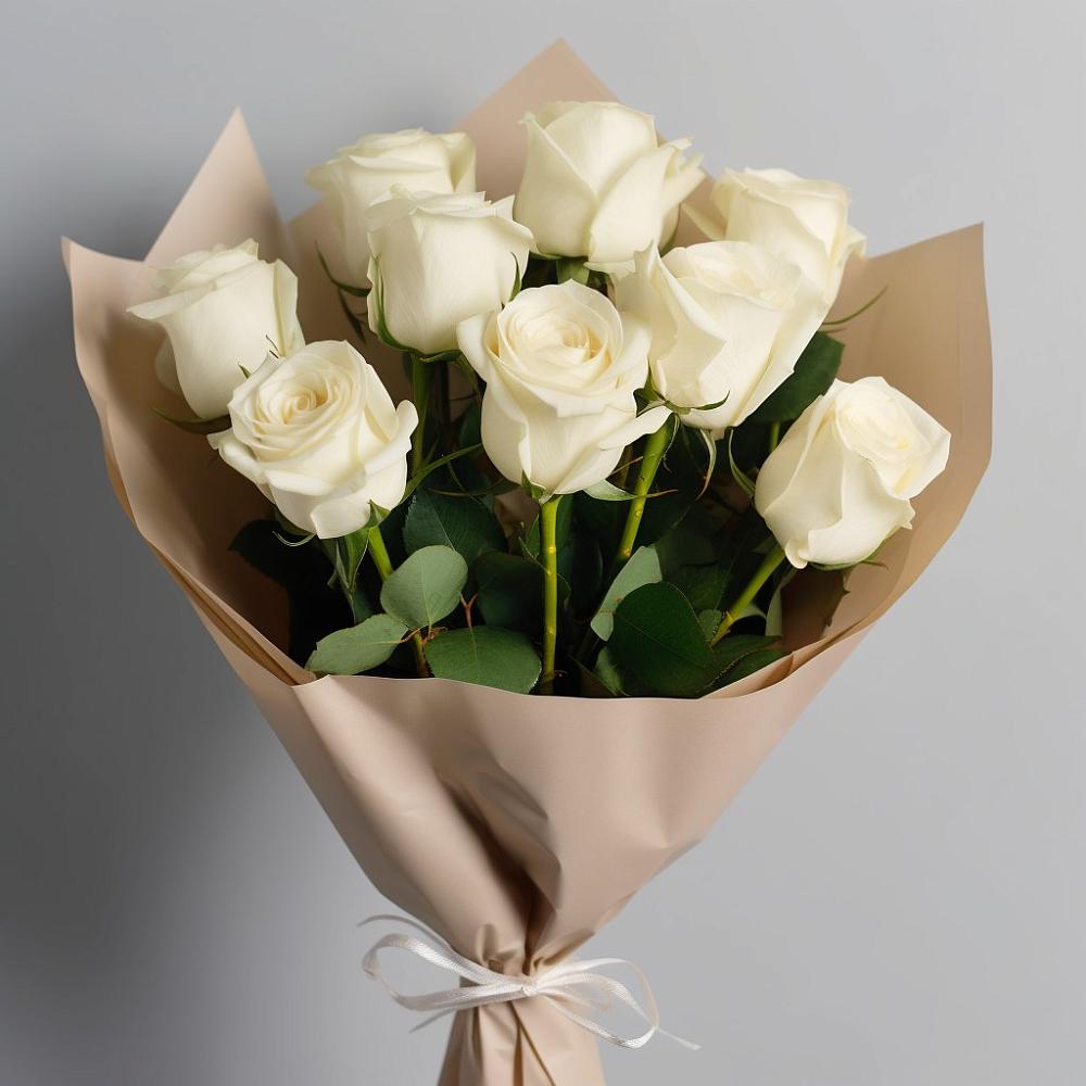Букет 9 Белых роз Эдлесс Лав в Кадошкино