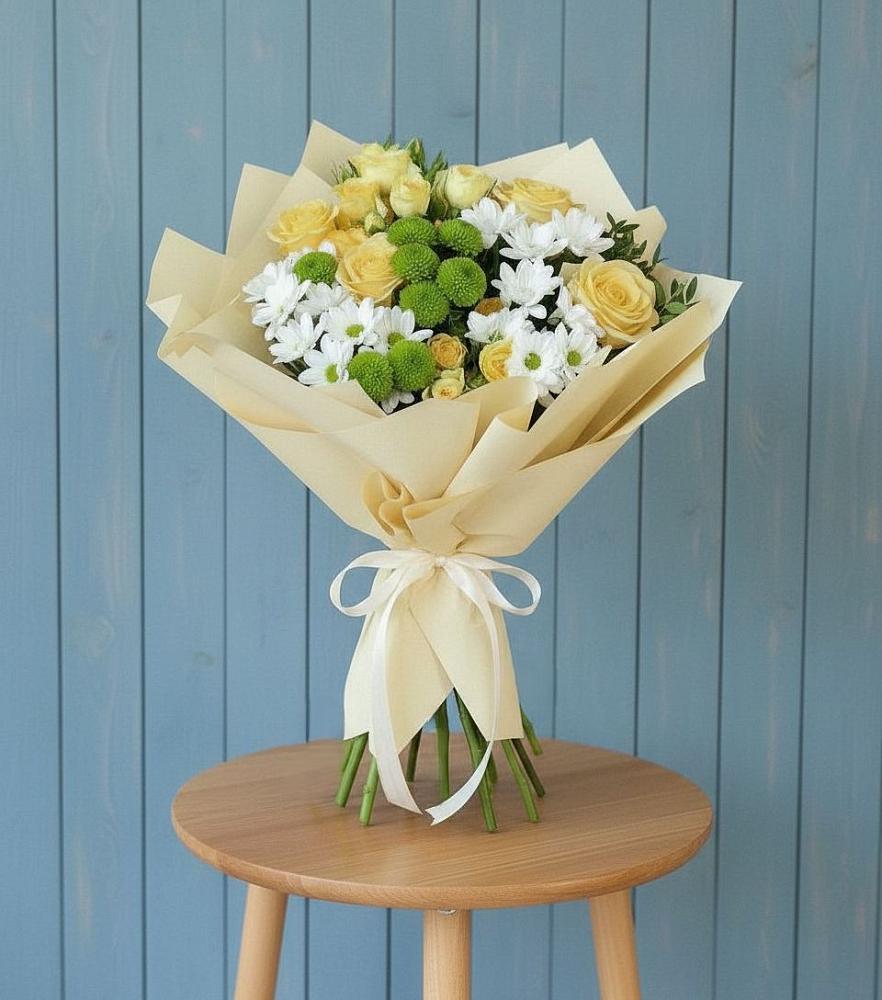 Букет цветов из: Хризантемы и Розы в Кадошкино