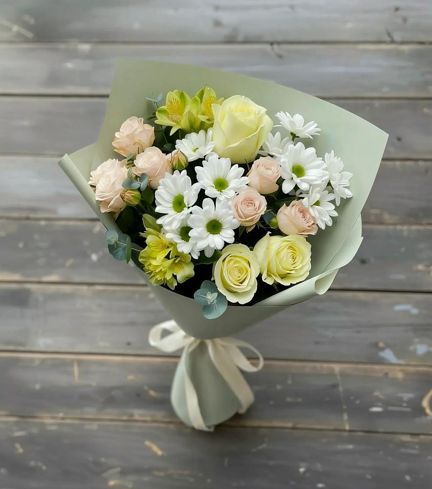 Букет цветов из: Альстромерии, Розы и Хризантемы в Кадошкино