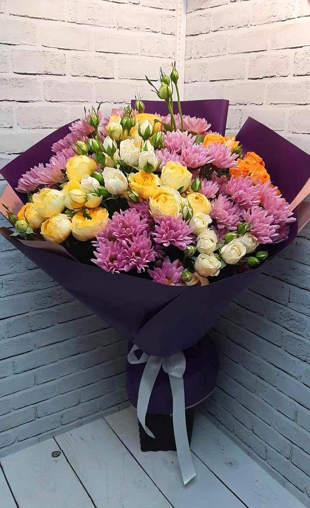 Букет цветов из: Хризантемы и Розы в Кадошкино