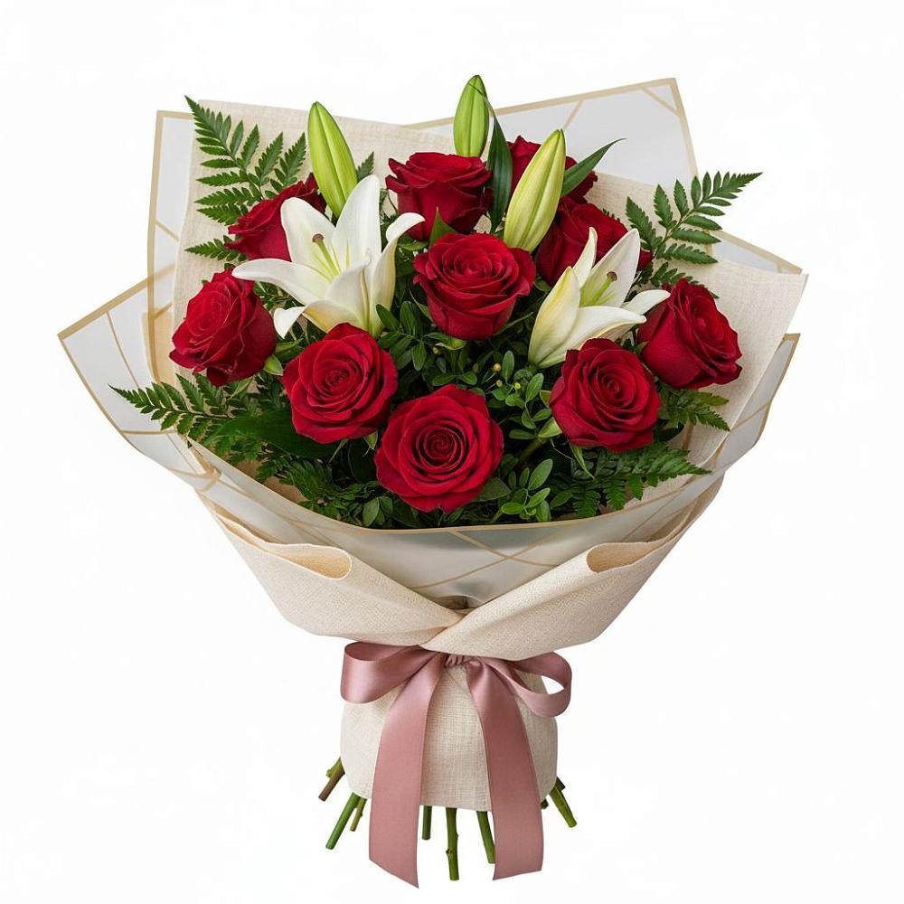 Букет цветов из: Лилии и Розы в Кадошкино