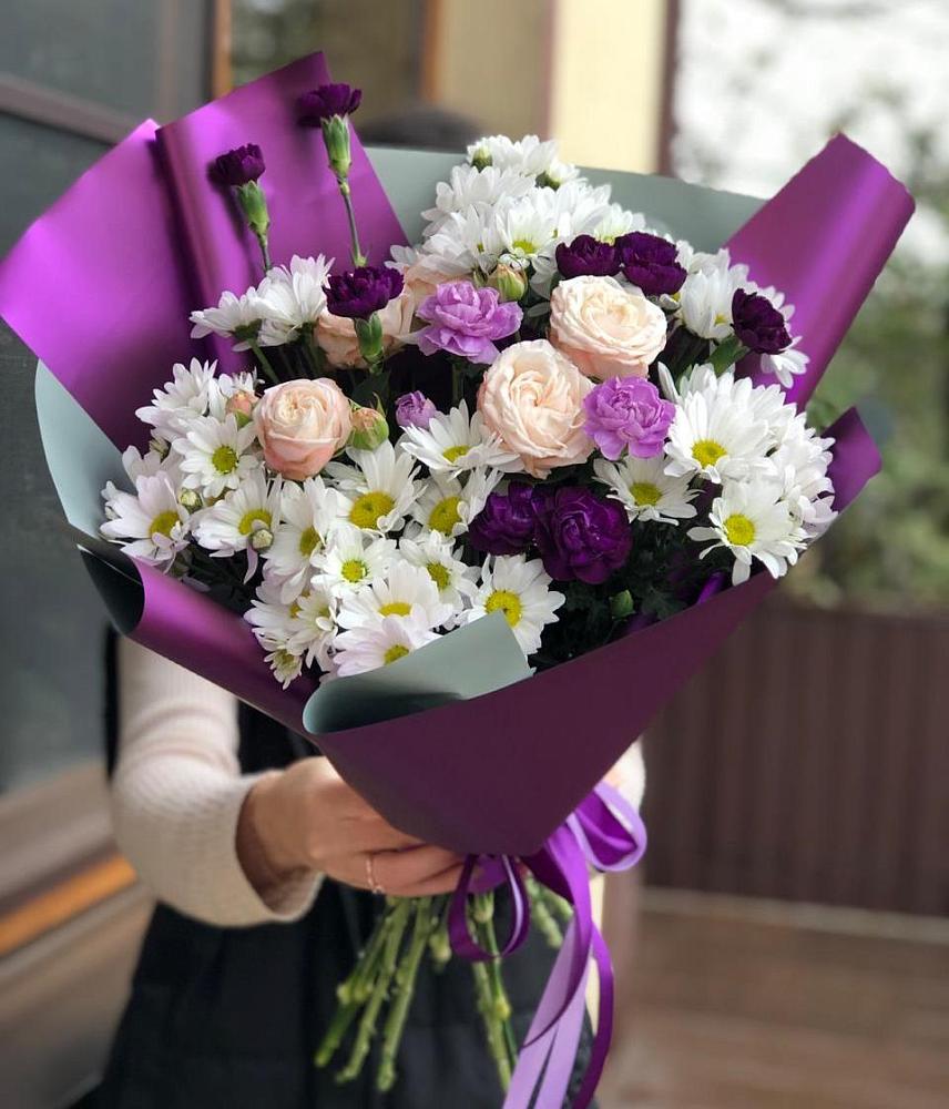 Букет цветов из: Хризантемы, Гвоздики и Розы в Кадошкино