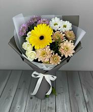 Букет цветов из:  Розы, Герберы и Хризантемы в Кадошкино