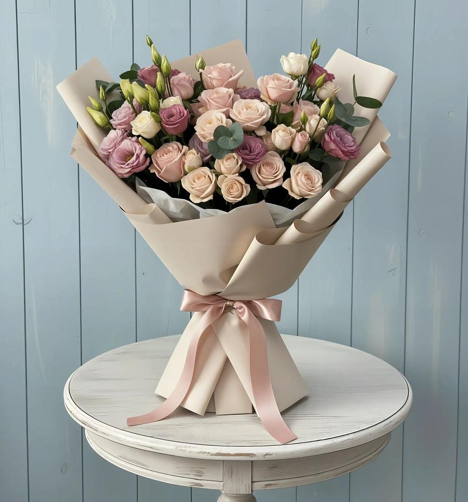 Букет цветов из: Розы и Лизиантусы в Кадошкино