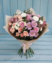 Букет цветов из:  Хризантемы, Розы и Альстромерии в Кадошкино