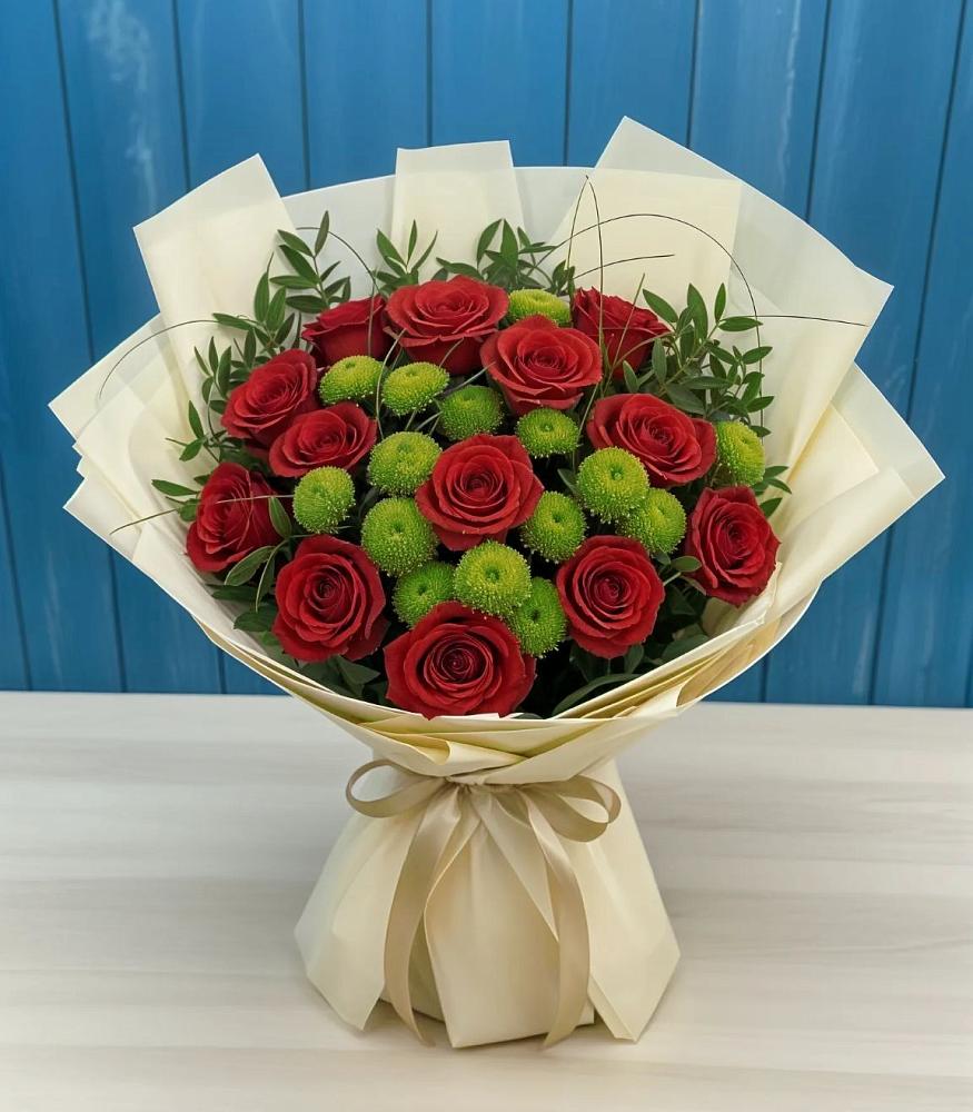 Букет цветов из: Розы и Хризантемы в Кадошкино