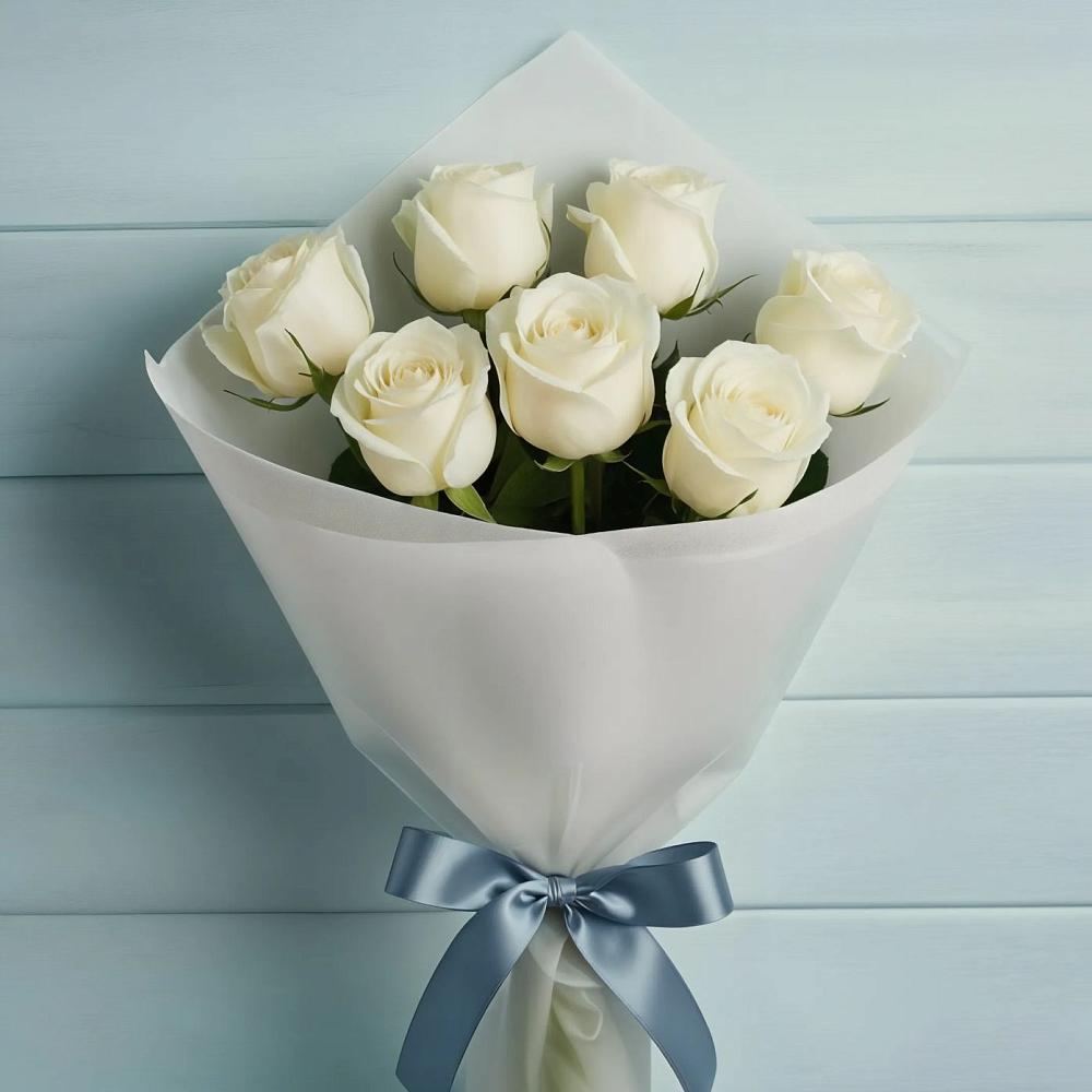 Букет 7 Белых роз Эдлесс Лав в Кадошкино