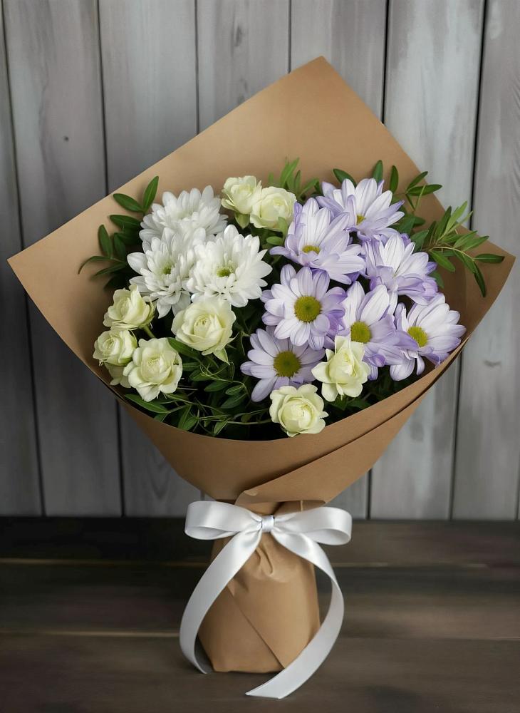 Букет цветов из: Хризантемы и Розы в Кадошкино