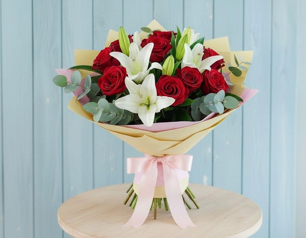 Букет цветов из: Лилии и Розы в Кадошкино